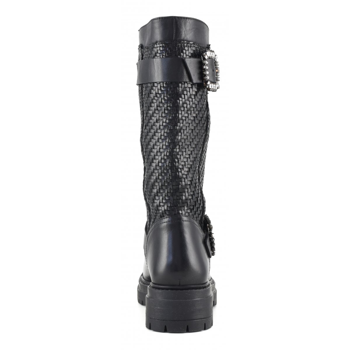 Biker boot in pelle intrecciata