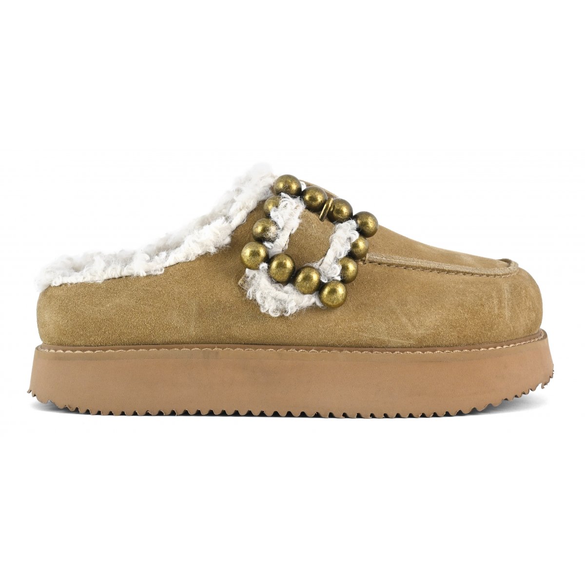 Sabot su suola platform fibbia maxi