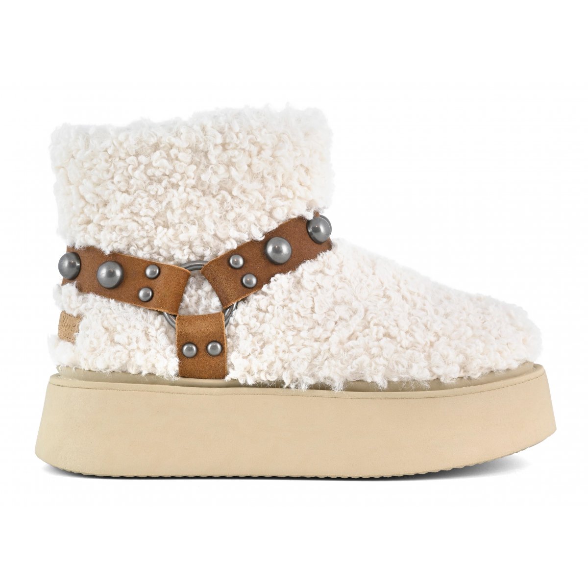 Stivale su suola platform in pelo teddy
