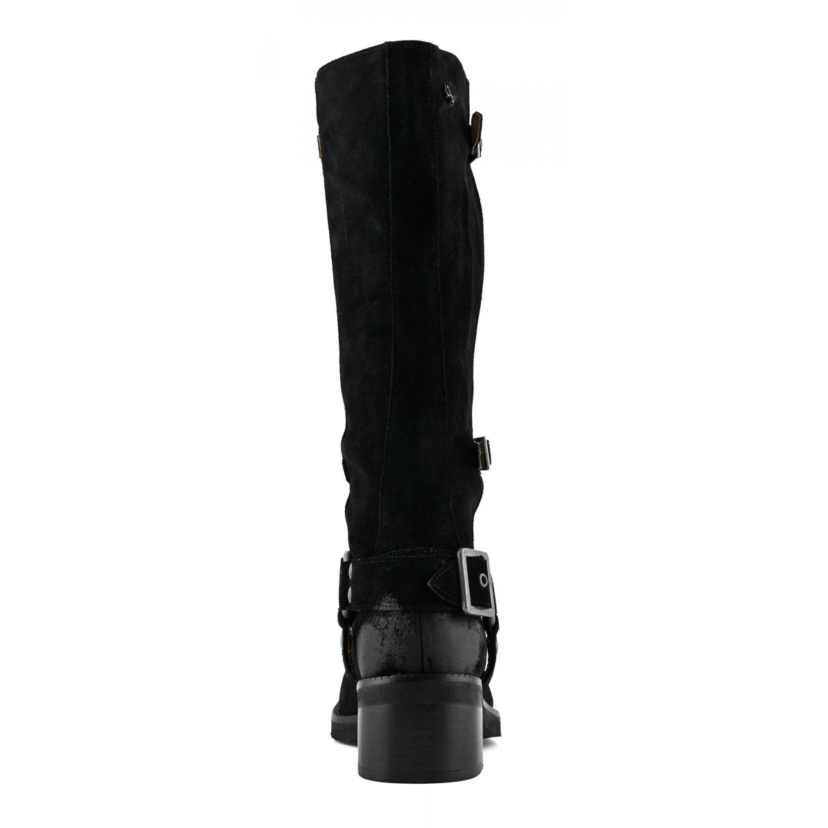 Stivale biker alto in pelle scamosciata