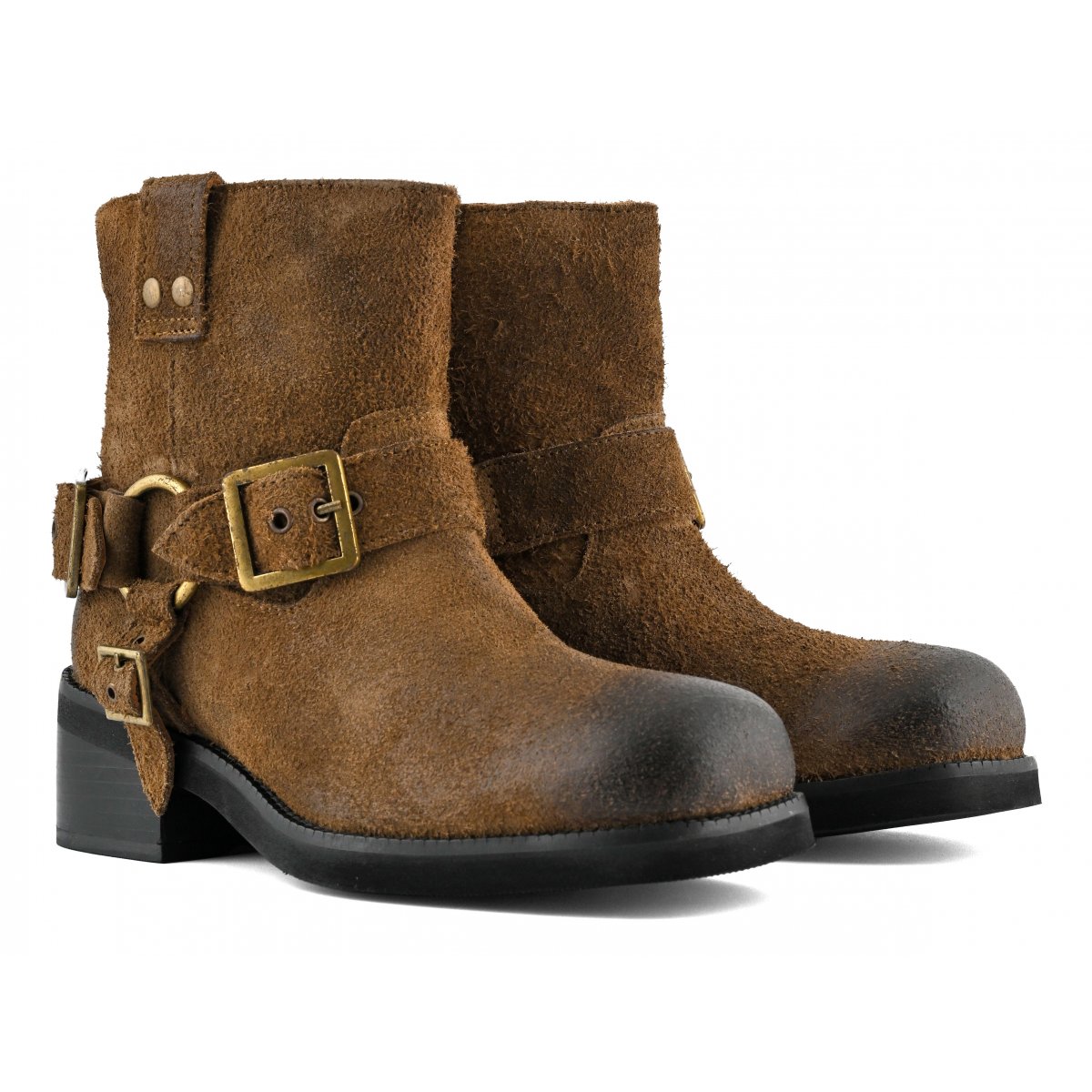 Stivaletto biker in crosta pelosa