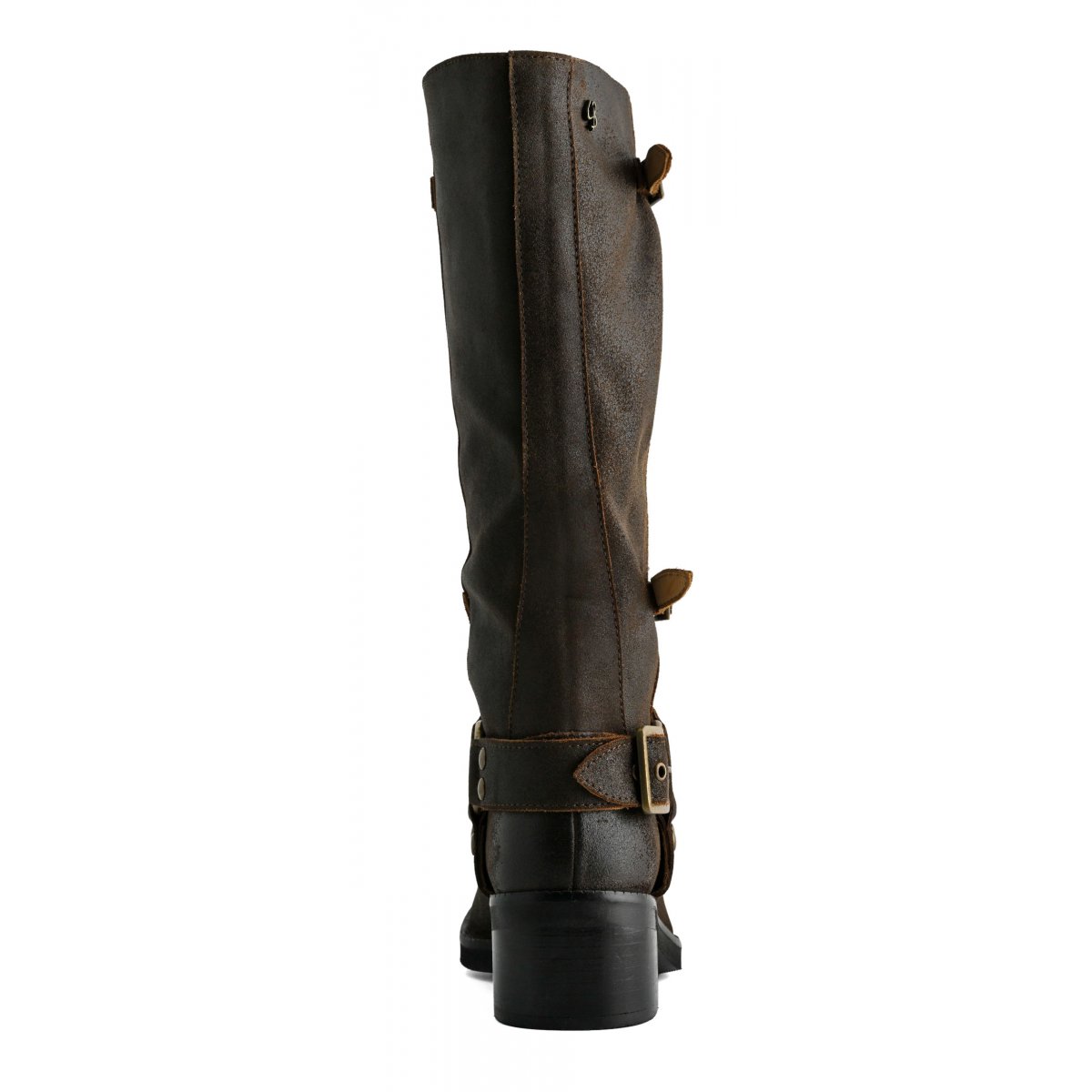 Stivale biker alto in pelle