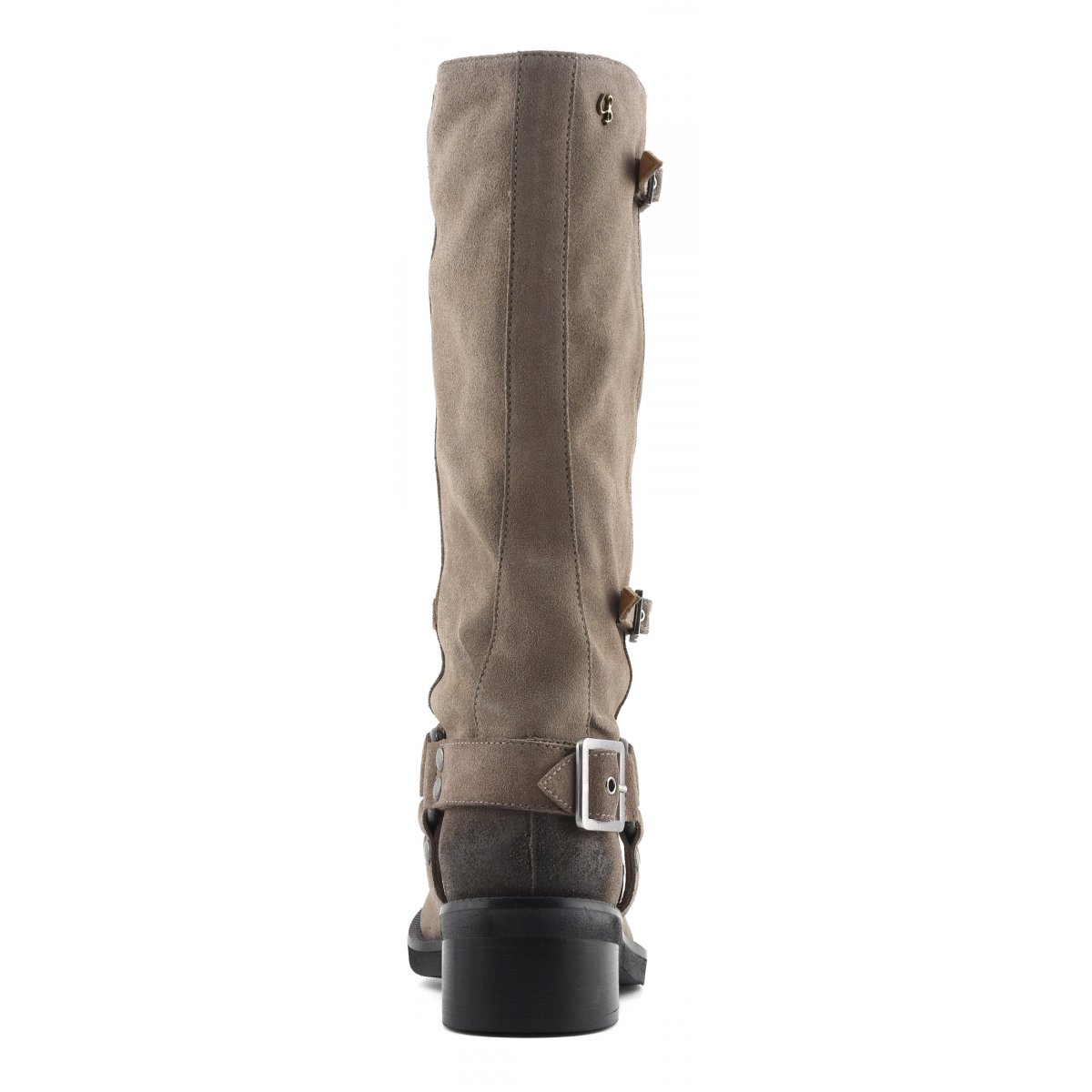 Stivale biker alto in pelle scamosciata