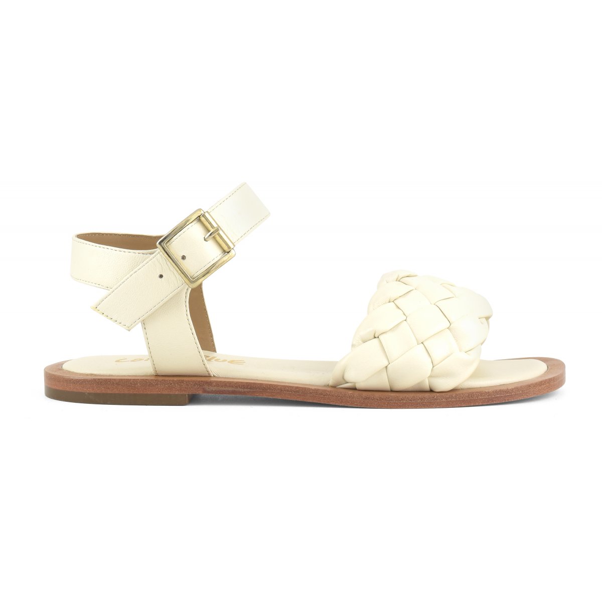 Sandali in pelle intrecciata con cinturino