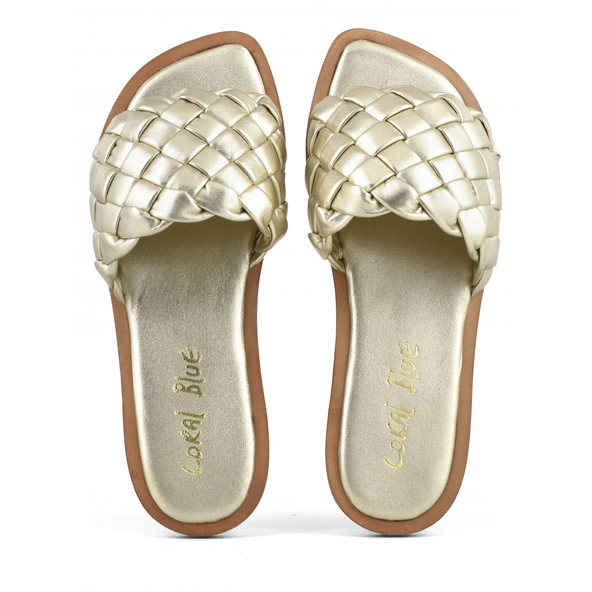 Slide in pelle intrecciata