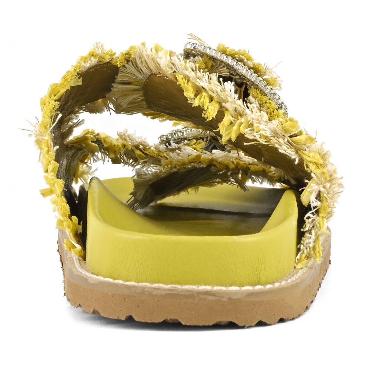 Sandalo raffia intrecciata fibbie gioiello