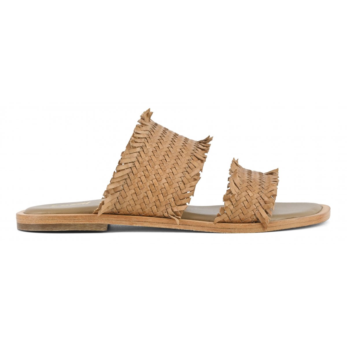 Sandalo doppia fascia in pelle intrecciata