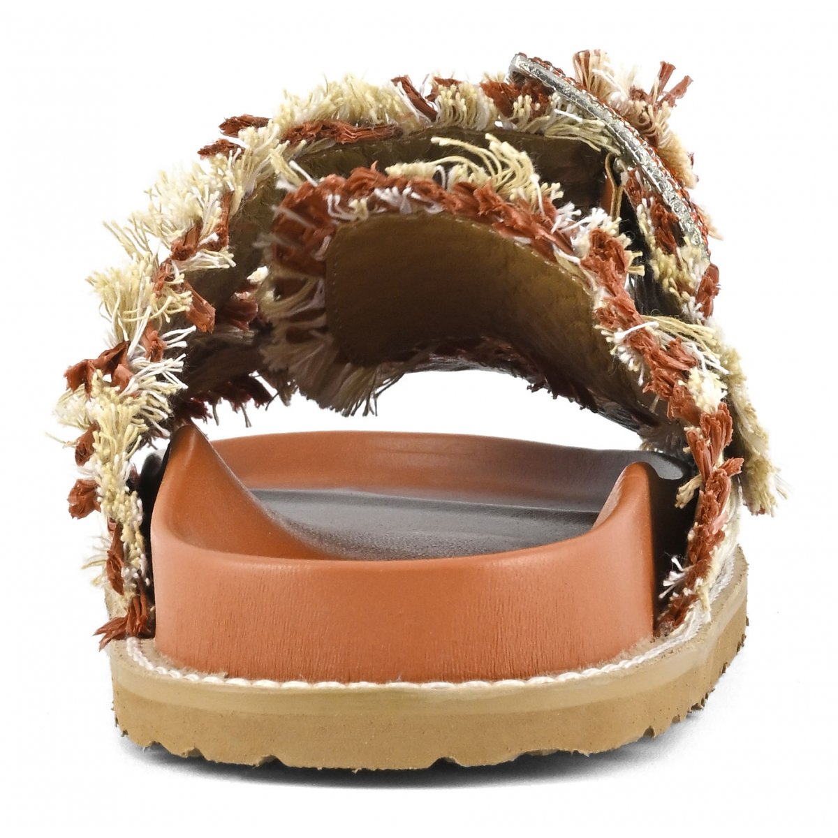 Sandalo raffia intrecciata fibbie gioiello