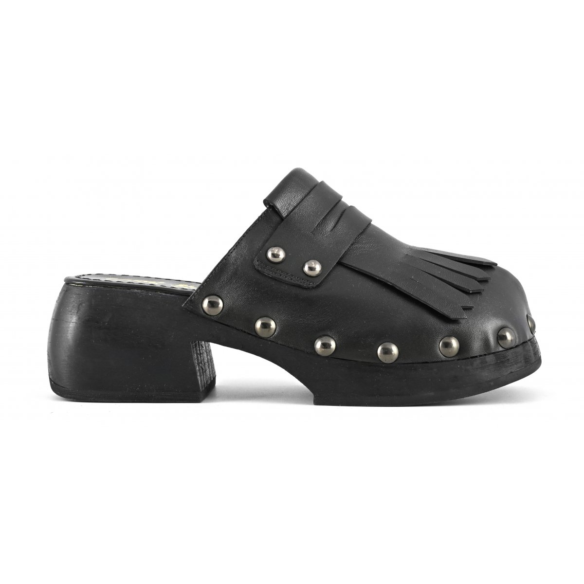 Zoccolo con frange in pelle