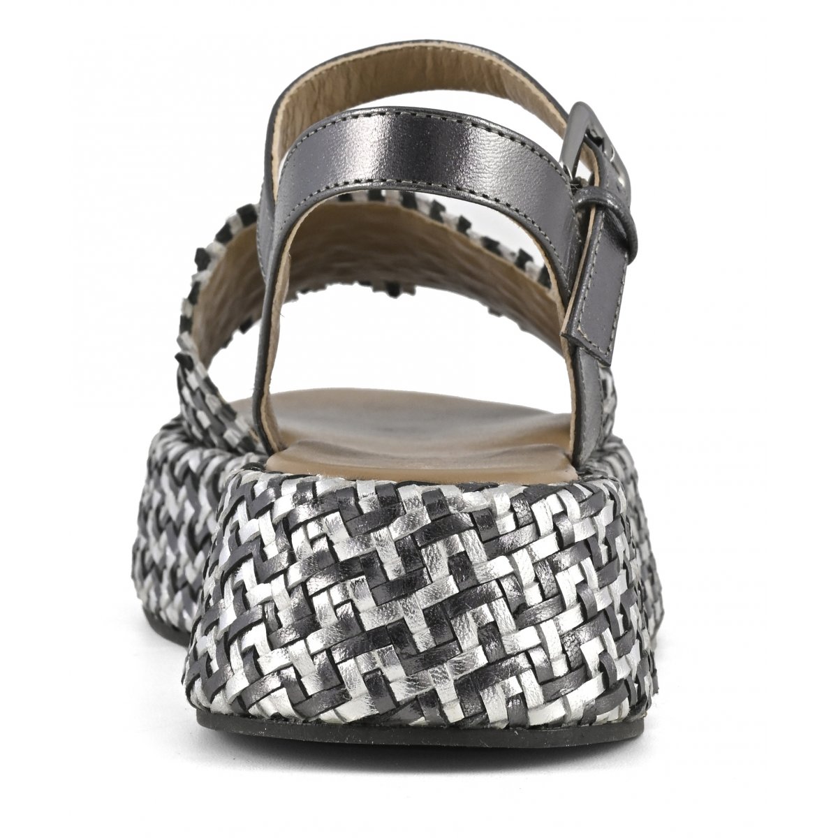 Zeppa pelle intrecciata con cinturino