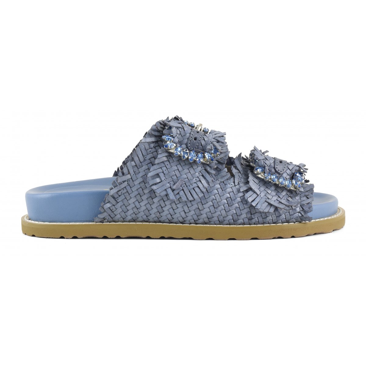 Sandalo gioiello in pelle intrecciata
