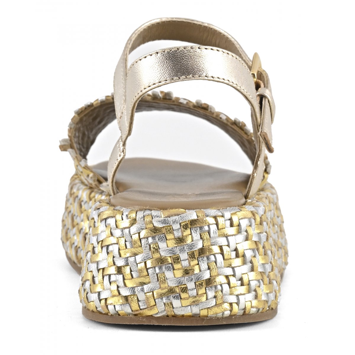 Zeppa pelle intrecciata con cinturino