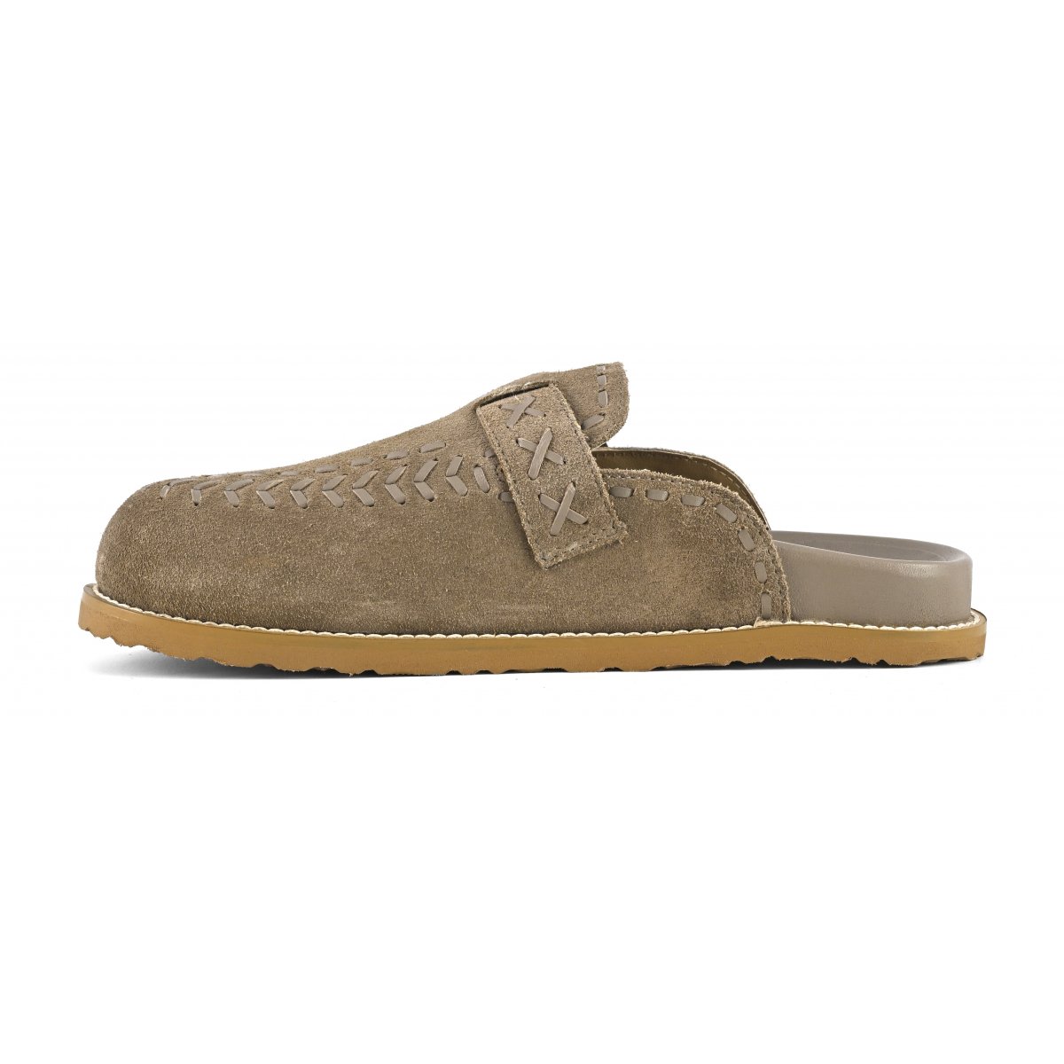 Sabot in pelle cuciture etniche