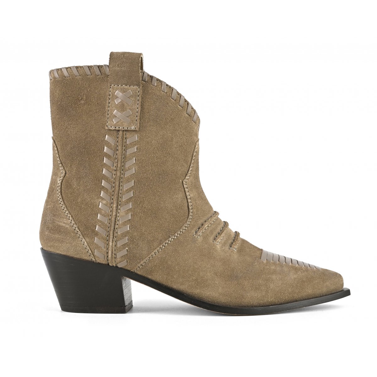 Stivale texano con infilature in pelle