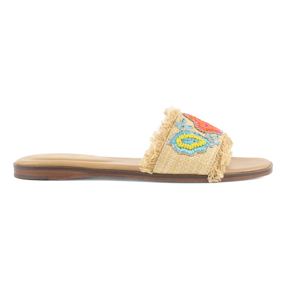 Slide in raffia con ricami