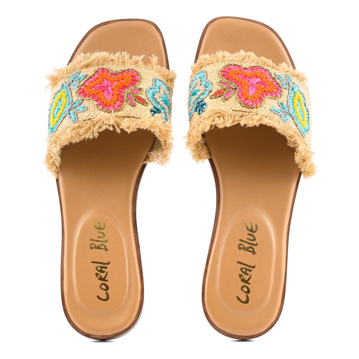 Slide in raffia con ricami