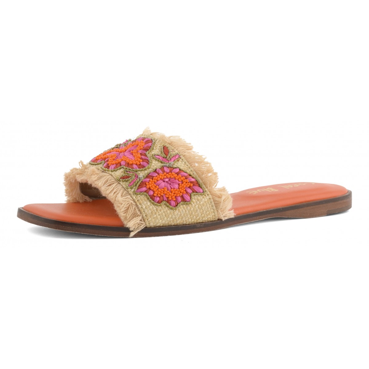 Slide in raffia con ricami