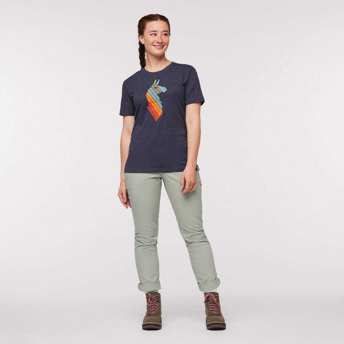 Llama Stripes Organic T-Shirt Woman