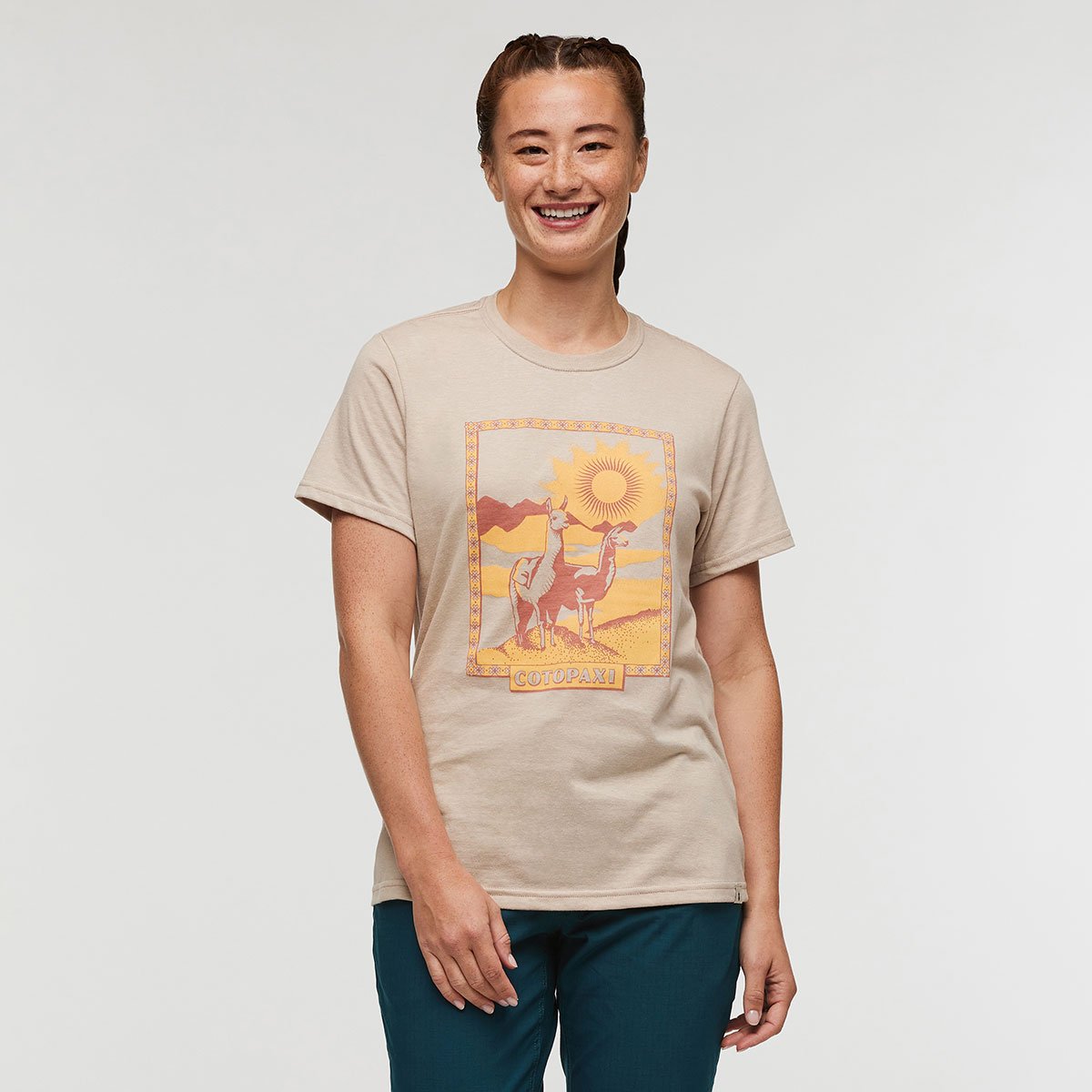 Llama Greetings Organic T-Shirt Woman